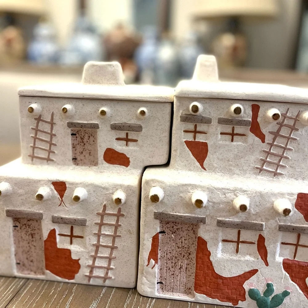 Southwestern Adobe village houses canister set/cookie jar Native American Pueblo - Picture 6 of 9